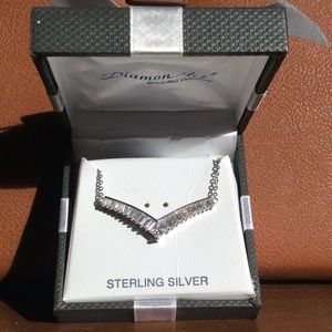 Chevron sterling silver and diamond style necklace